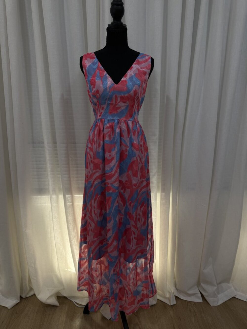 ADORA Abstract Floral V-Neck Maxi Dress- WORN ONCE